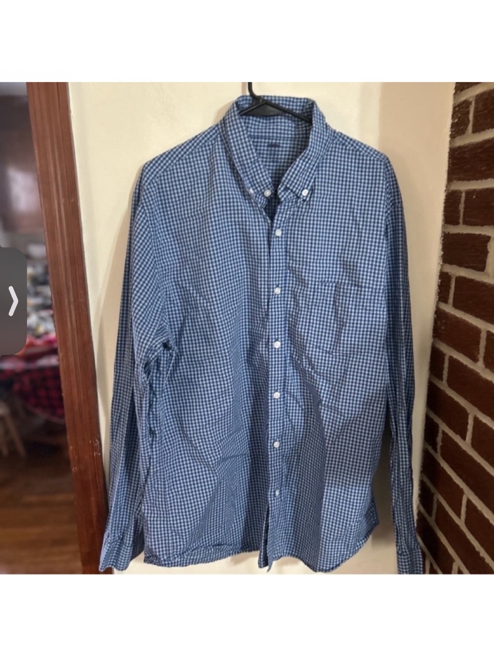 J Crew Size XL Men's Blue Gingham Button-Down Shirt with Chest Pocket